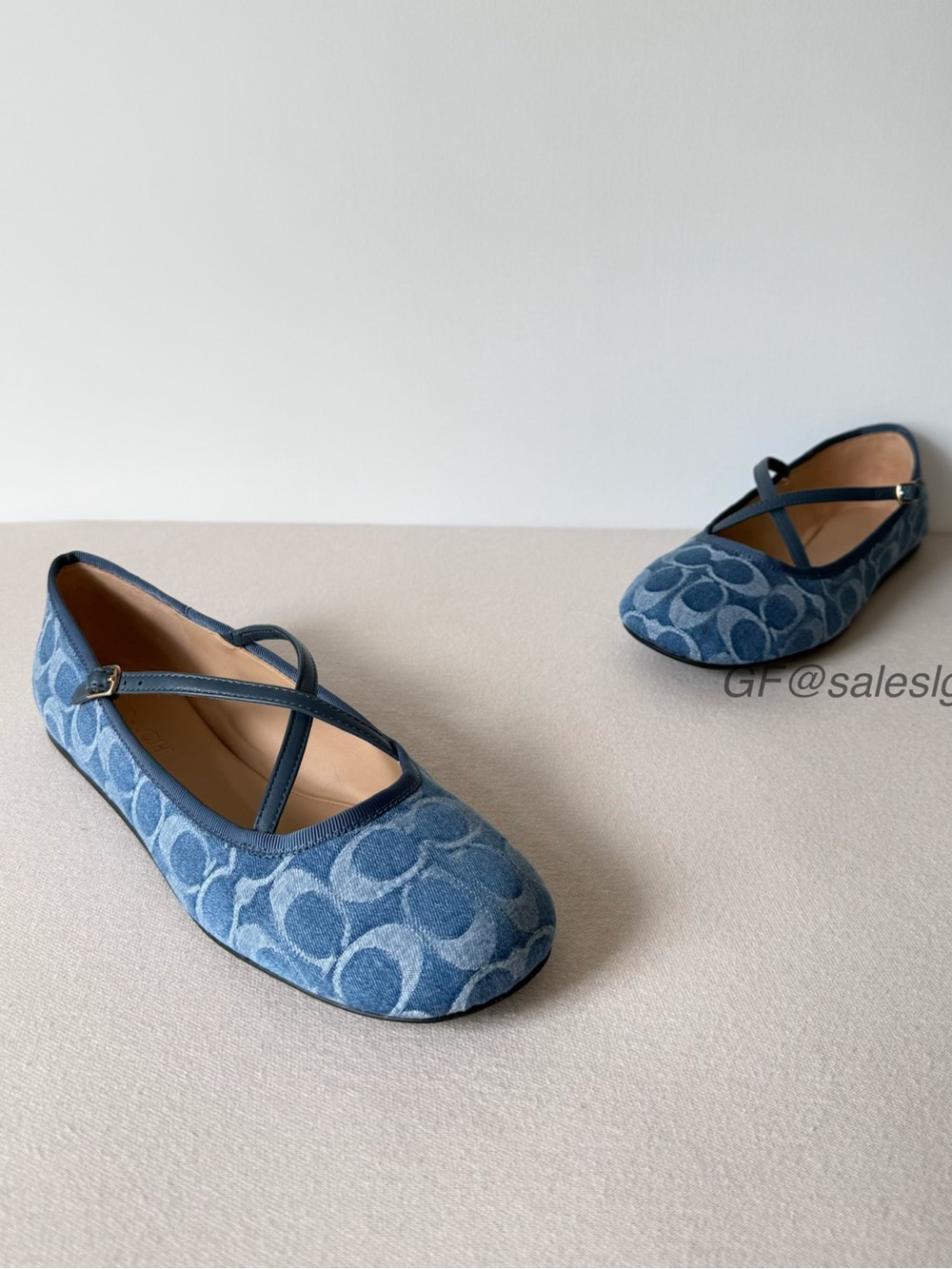 NWT Coach Phoebe Ballet Flat Signature Denim Blue Size 9.5 CDF63